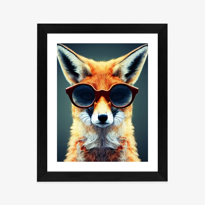 Plakat Portrait Of A Fox Wearing Glasses As Animal