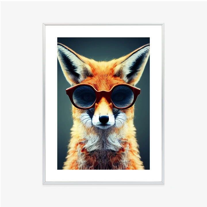 Plakat Portrait Of A Fox Wearing Glasses As Animal