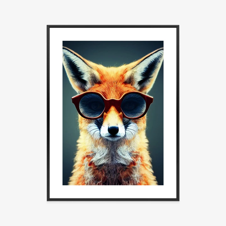 Plakat Portrait Of A Fox Wearing Glasses As Animal