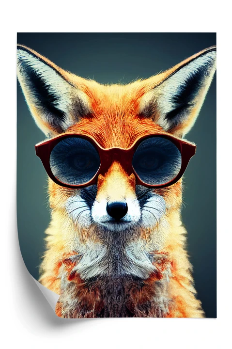 Plakat Portrait Of A Fox Wearing Glasses As Animal