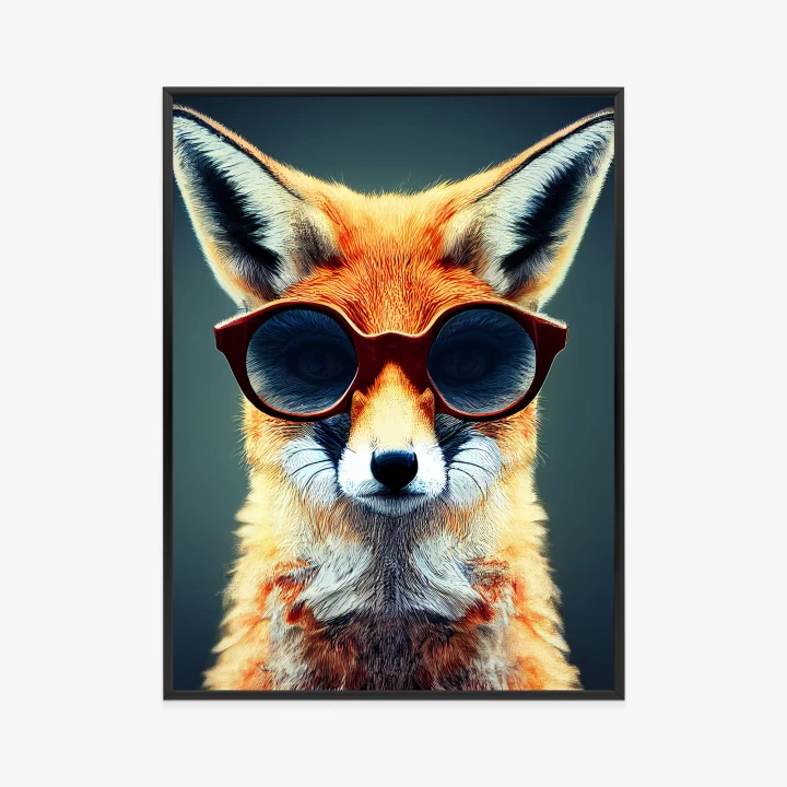 Plakat Portrait Of A Fox Wearing Glasses As Animal