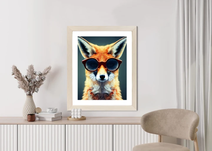 Plakat Portrait Of A Fox Wearing Glasses As Animal