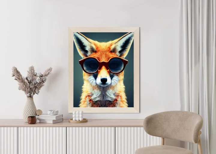 Plakat Portrait Of A Fox Wearing Glasses As Animal