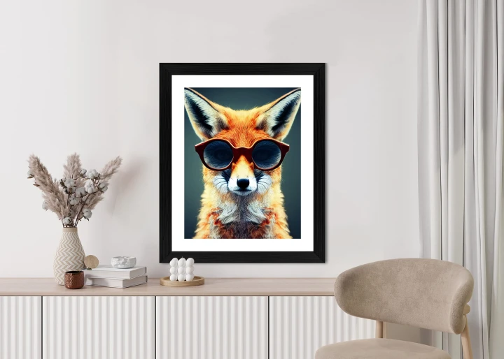 Plakat Portrait Of A Fox Wearing Glasses As Animal