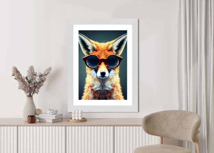 Plakat Portrait Of A Fox Wearing Glasses As Animal