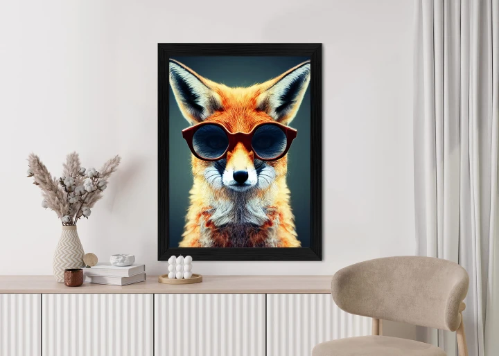 Plakat Portrait Of A Fox Wearing Glasses As Animal