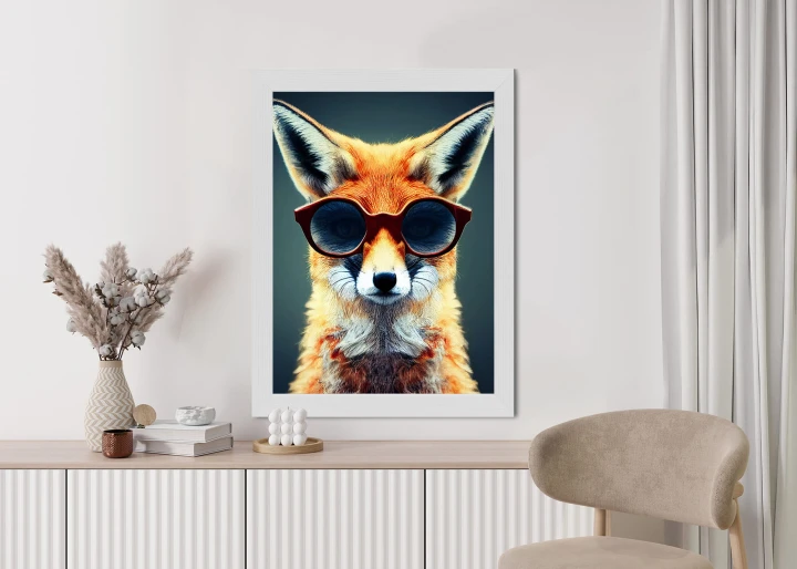 Plakat Portrait Of A Fox Wearing Glasses As Animal