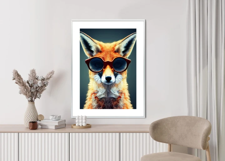 Plakat Portrait Of A Fox Wearing Glasses As Animal