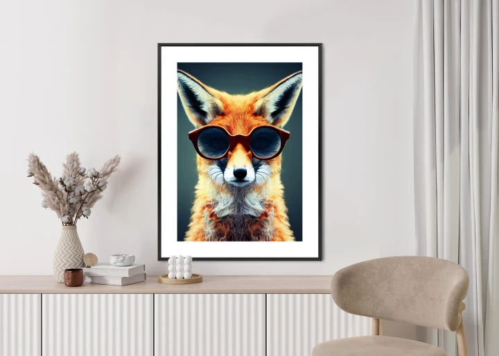 Plakat Portrait Of A Fox Wearing Glasses As Animal
