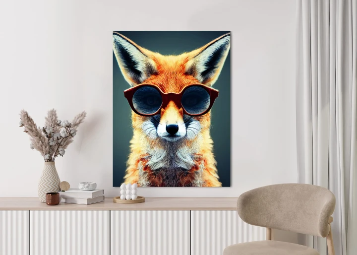 Plakat Portrait Of A Fox Wearing Glasses As Animal