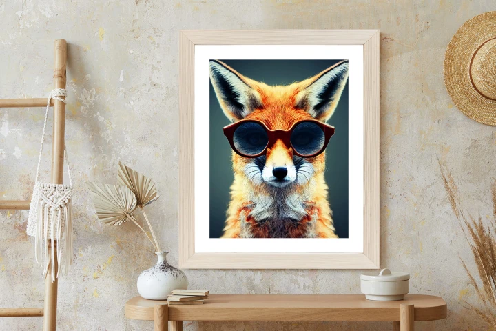 Plakat Portrait Of A Fox Wearing Glasses As Animal