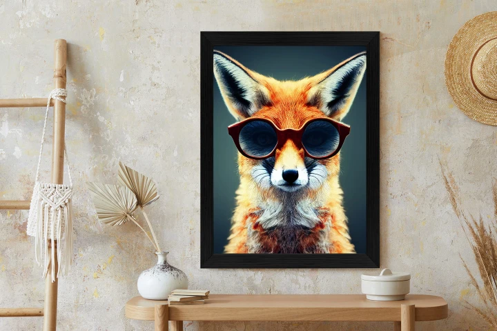 Plakat Portrait Of A Fox Wearing Glasses As Animal