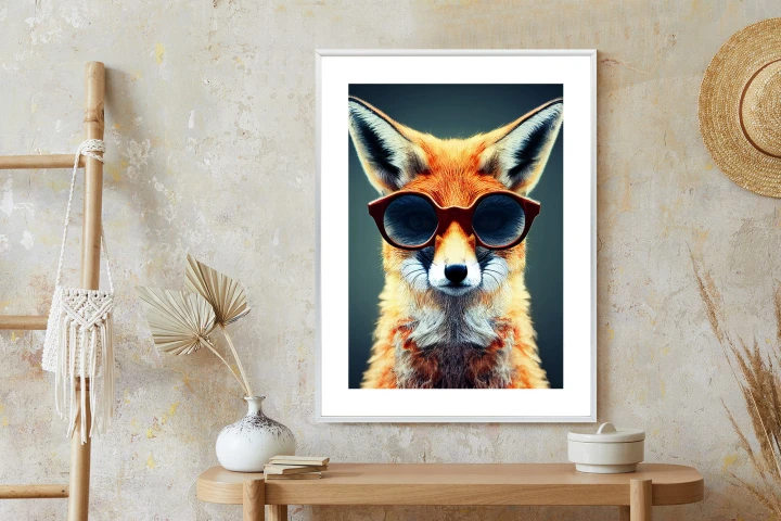 Plakat Portrait Of A Fox Wearing Glasses As Animal