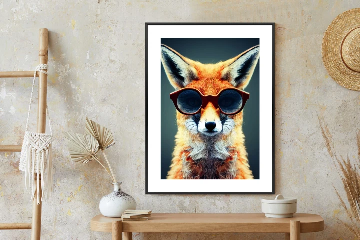 Plakat Portrait Of A Fox Wearing Glasses As Animal
