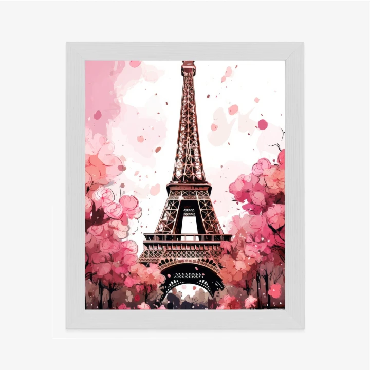 Plakat Wieża Eiffla - Akwarela W Odcieniach Różu