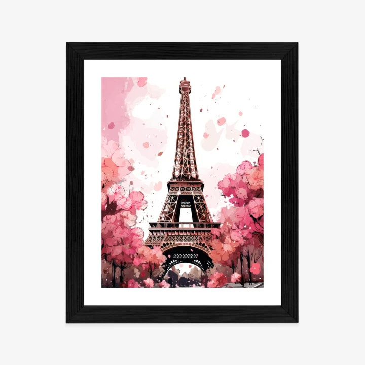 Plakat Wieża Eiffla - Akwarela W Odcieniach Różu