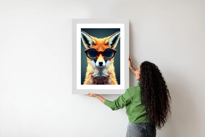 Plakat Portrait Of A Fox Wearing Glasses As Animal