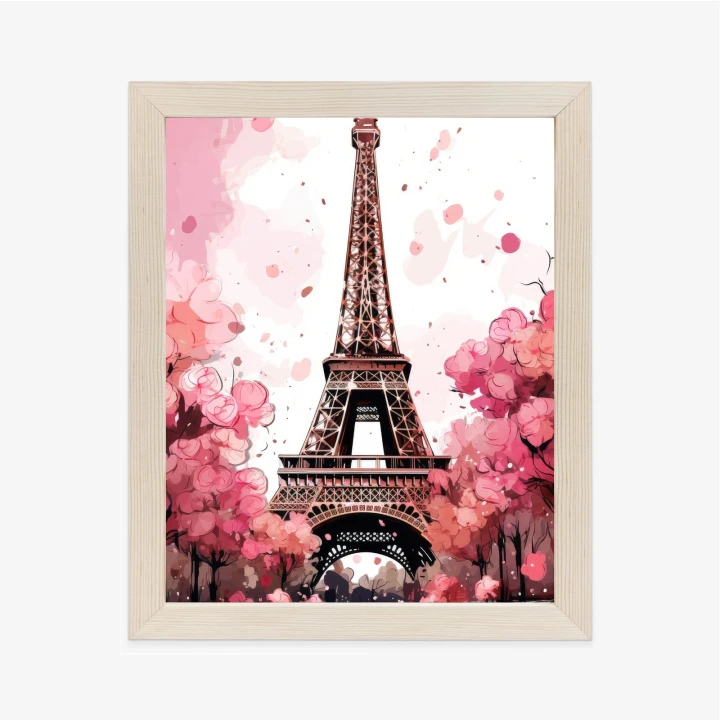 Plakat Wieża Eiffla - Akwarela W Odcieniach Różu