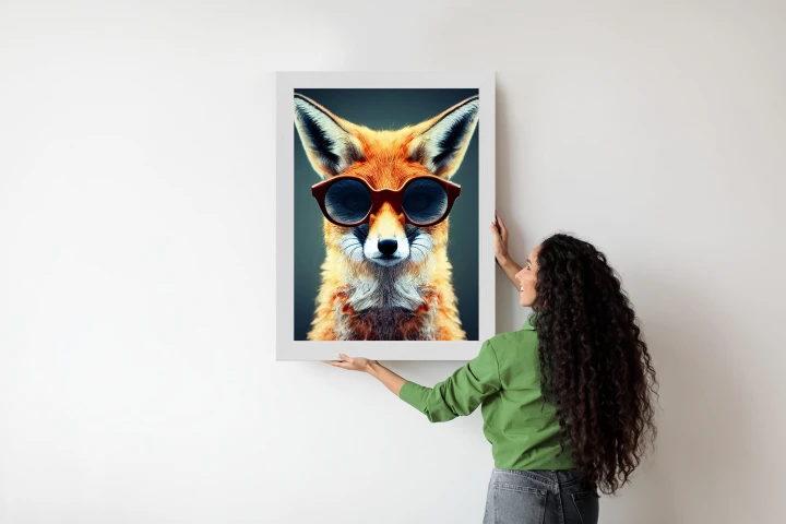 Plakat Portrait Of A Fox Wearing Glasses As Animal
