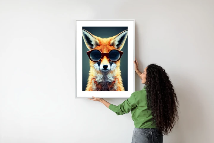 Plakat Portrait Of A Fox Wearing Glasses As Animal