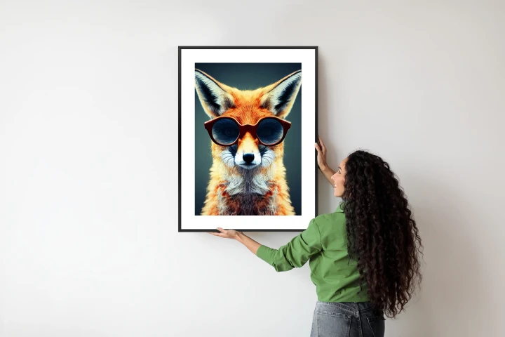 Plakat Portrait Of A Fox Wearing Glasses As Animal