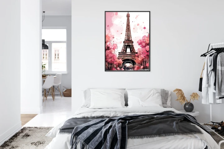 Plakat Wieża Eiffla - Akwarela W Odcieniach Różu