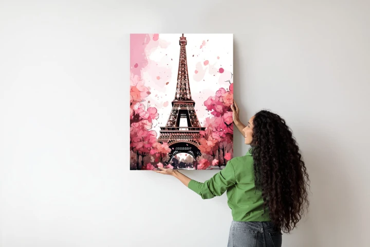 Plakat Wieża Eiffla - Akwarela W Odcieniach Różu