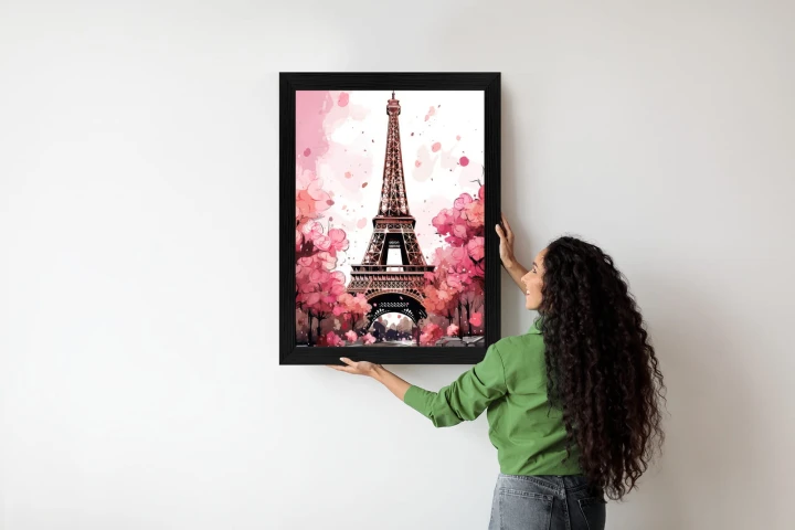 Plakat Wieża Eiffla - Akwarela W Odcieniach Różu