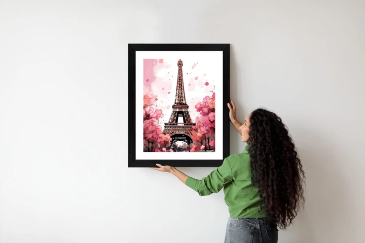 Plakat Wieża Eiffla - Akwarela W Odcieniach Różu