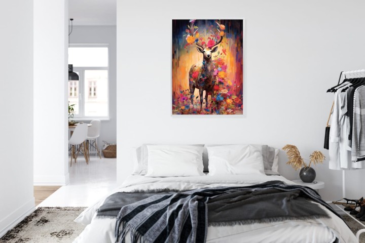 Plakat Animowany Jeleń Cały W Kwiatach