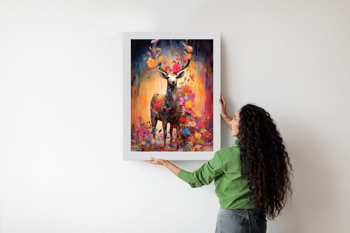 Plakat Animowany Jeleń Cały W Kwiatach