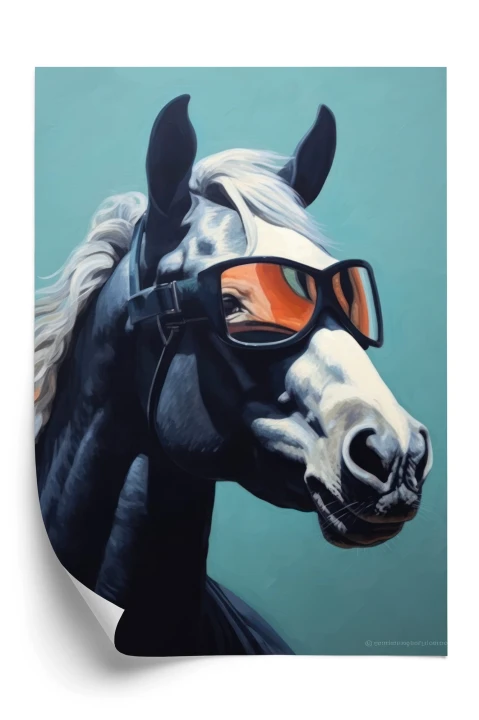 Plakat Koń Ubrany W Okulary