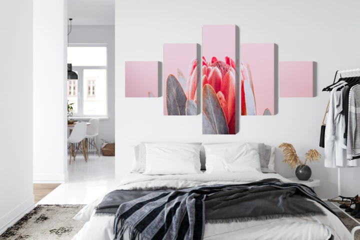 Obraz Wieloczęściowy Kwiat Królewskiej Protei Z Bliska