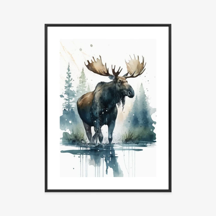 Plakat Łoś Malowany Akwarelami