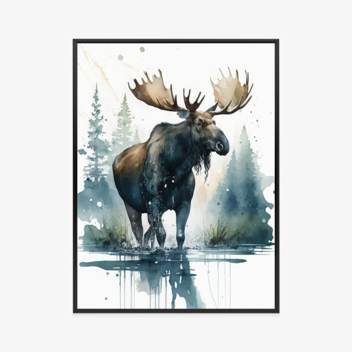 Plakat Łoś Malowany Akwarelami