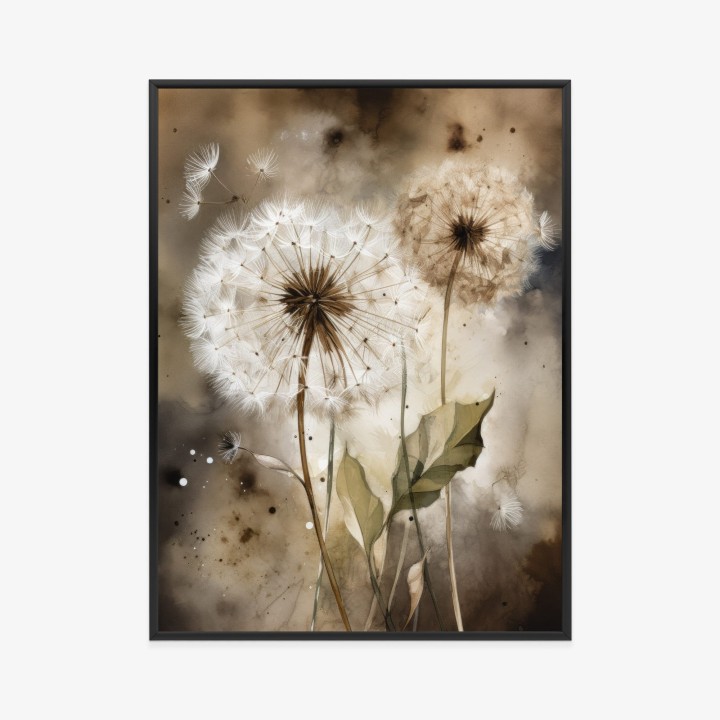 Plakat Dmuchawce Na Rozmytej Akwareli