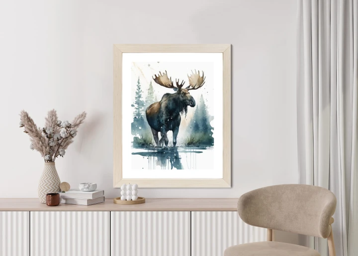 Plakat Łoś Malowany Akwarelami