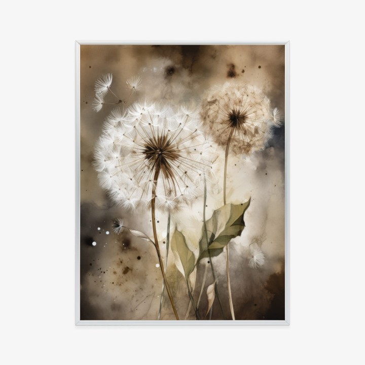 Plakat Dmuchawce Na Rozmytej Akwareli