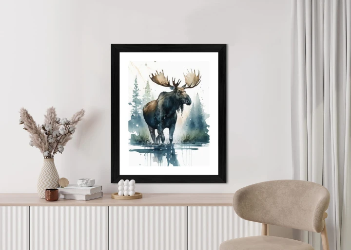 Plakat Łoś Malowany Akwarelami