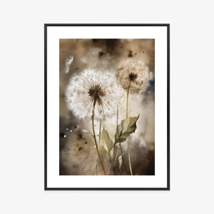 Plakat Dmuchawce Na Rozmytej Akwareli