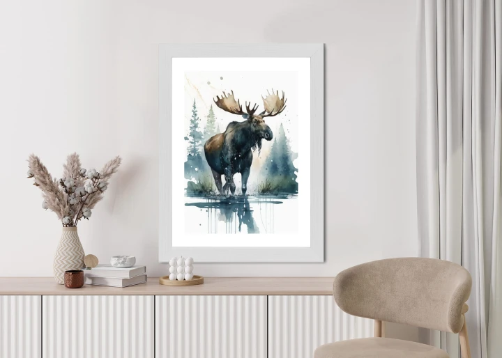 Plakat Łoś Malowany Akwarelami