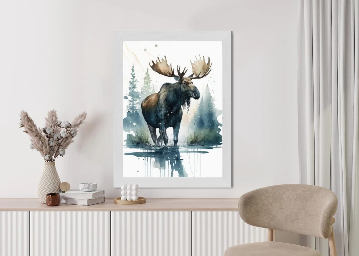 Plakat Łoś Malowany Akwarelami