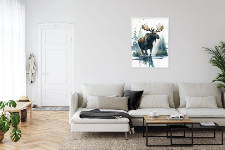 Plakat Łoś Malowany Akwarelami