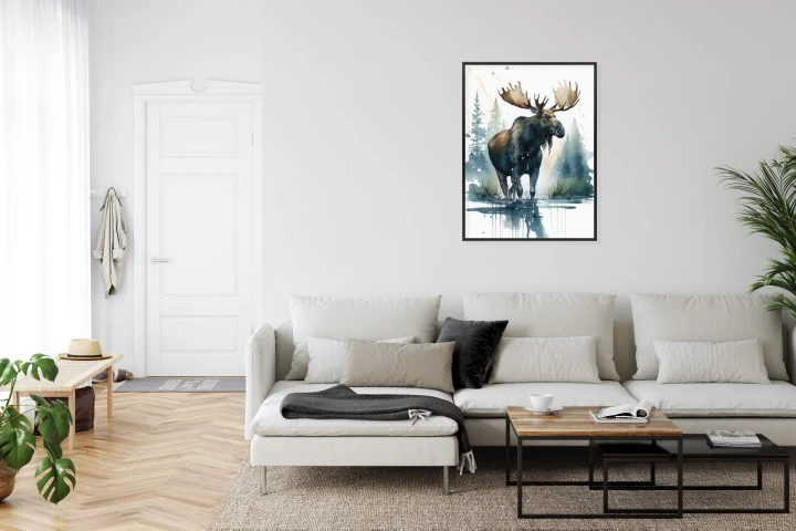 Plakat Łoś Malowany Akwarelami