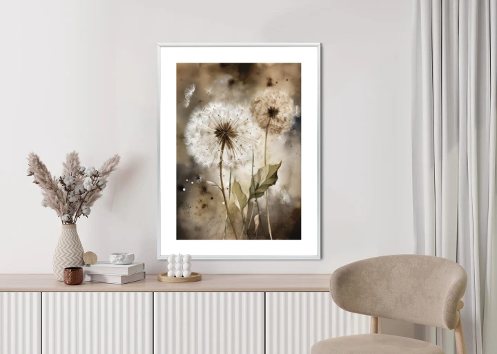 Plakat Dmuchawce Na Rozmytej Akwareli