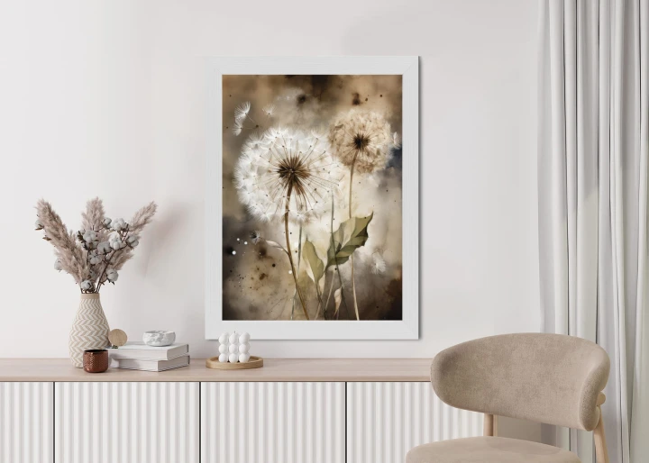 Plakat Dmuchawce Na Rozmytej Akwareli