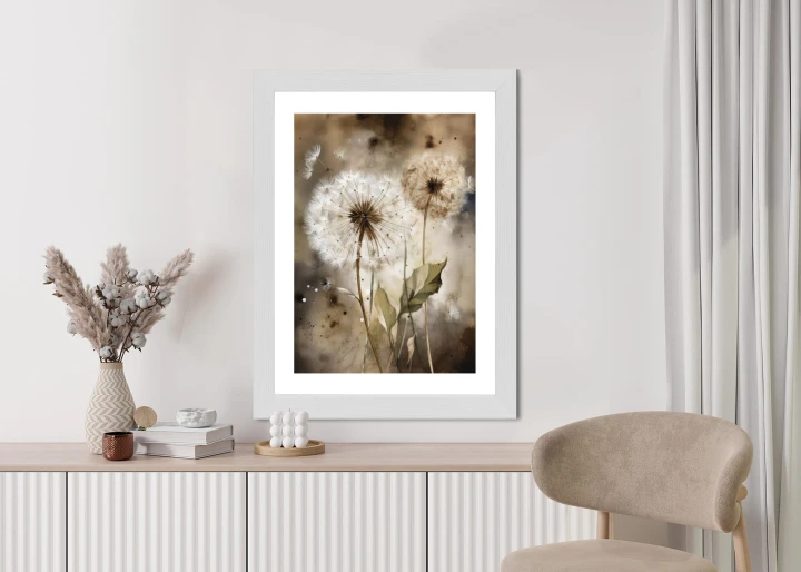 Plakat Dmuchawce Na Rozmytej Akwareli