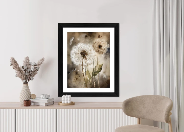 Plakat Dmuchawce Na Rozmytej Akwareli