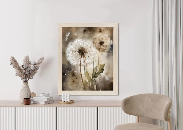 Plakat Dmuchawce Na Rozmytej Akwareli