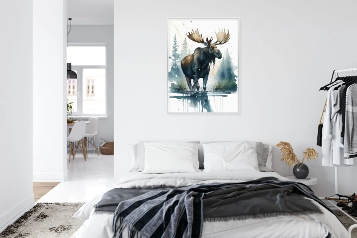 Plakat Łoś Malowany Akwarelami